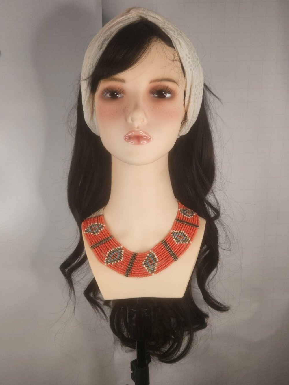 26” Inch Layered Synthetic Black Wig with Side-Swept Bangs